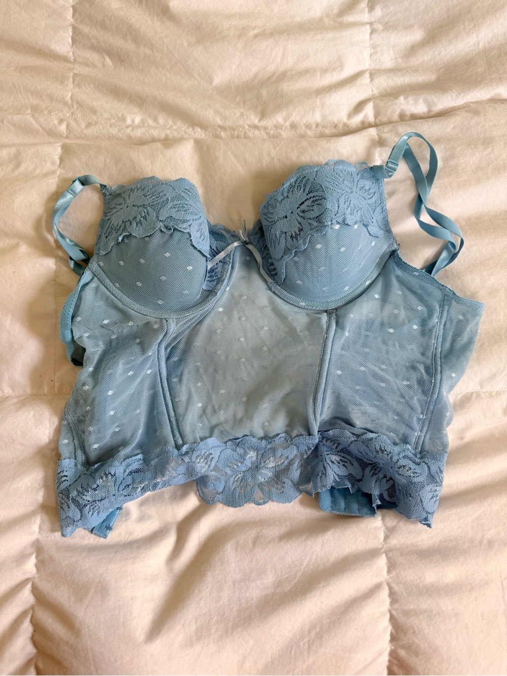 Light Blue Lace Longline Bralette Bustier